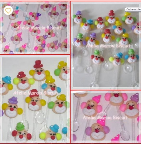 Colheres decoradas tema Palhaços/Circo