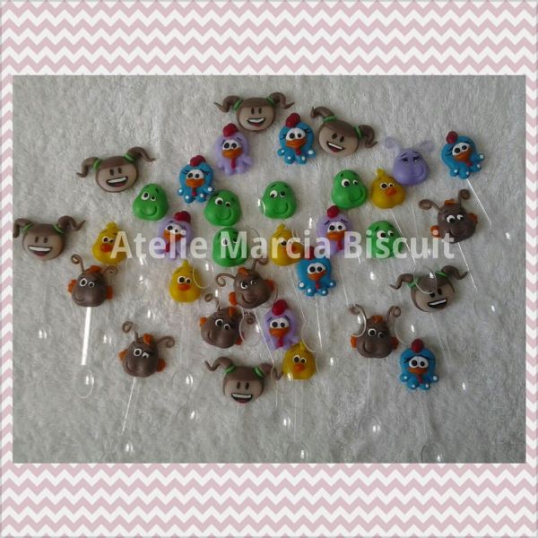 Colheres decoradas tema Gal. Pintadinha biscuit